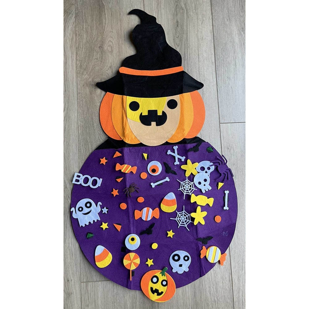 Pumpkin Witch Felt Halloween Interactive Hanging Advent Countdown Calendar 36"